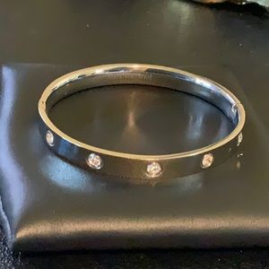 Stainless steel metal bracelet with 10 CZ stones